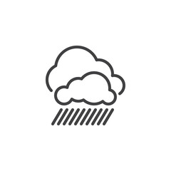 Rain falling from cloud line icon