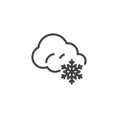 Snowflakes falling from cloud line icon