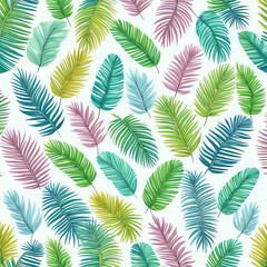 illustration pastel tropical leaves and white background wallpaper pattern
