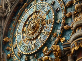 Fototapeta na wymiar Create a captivating design featuring diverse clocks capturing the essence of ancient civilizations in each hour; intricate details symbolizing their rich histories