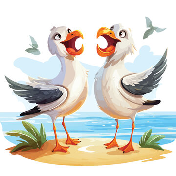 Adorable Loudly Laughing Seagulls clipart