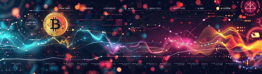 Design a visually stunning infographic illustrating the current trends in cryptocurrency markets Emphasize key data points and their impact on investor decisions Use a modern color scheme to grab atte - obrazy, fototapety, plakaty
