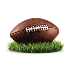 American Football Ball in Grass clipart isolated on white