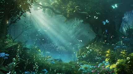 Fototapeta na wymiar A magical forest where mythical creatures roam free.