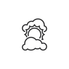 Cloudy with Sun line icon