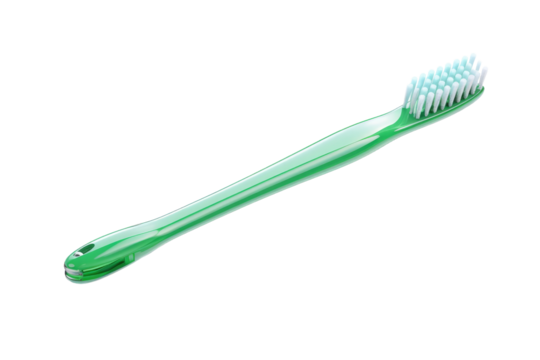 Close Up of Toothbrush on White Background. On a White or Clear Surface PNG Transparent Background.