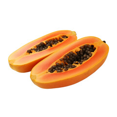 Ripe papaya isolated on transparent or white background, png