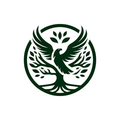 Fototapeta premium Tree eagle logo: Symbolizes harmony, strength, and freedom, blending the natural resilience of a tree with the majestic presence of an eagle.