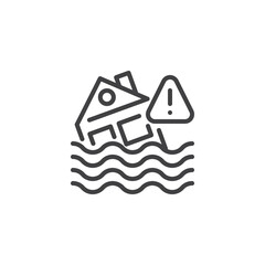Flood Warning line icon