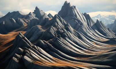 mountain peaks shaped by erosion - obrazy, fototapety, plakaty