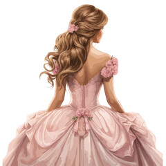 Back View of a Beautiful Princess clipart