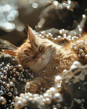 Gato durmiendo en las rocas