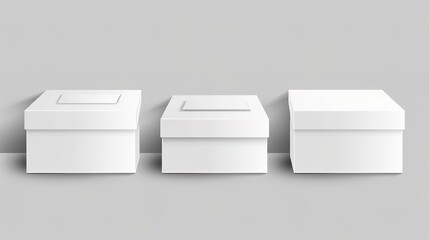 Blank white cardboard packaging boxes, vector mockup. Paperboard box set, realistic mock-up for design ,Generative ai, 