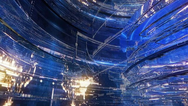 Global earth map rotating digital world breaking news Studio Background 