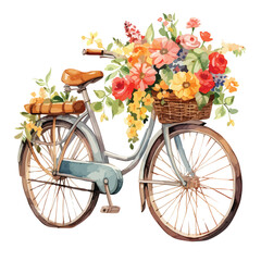 Fototapeta na wymiar Bicycle with Flower Basket clipart isolated on white