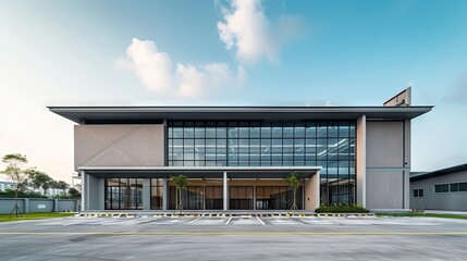 Modern Corporate Office Building with Glass Facade