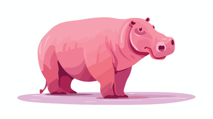 Pink Hippo flat vector isolated on white background