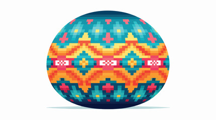 Pixel bit drawn colorfully designed easter egg flat