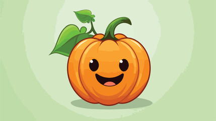 Pumpkin on a green background a character. Cute oran