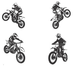 Motocross drivers silhouette. Vector illustration