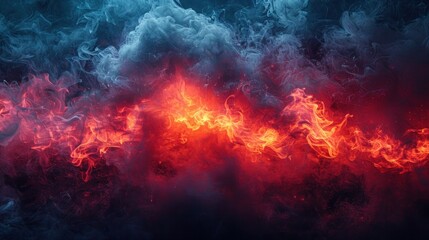 Red and blue smoke, steam swirling against a dark, muted background.	
 - obrazy, fototapety, plakaty
