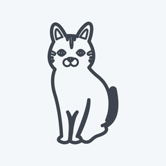 Pet Cat Icon in trendy line style isolated on soft blue background