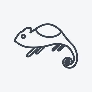 Pet Chameleon Icon in trendy line style isolated on soft blue background