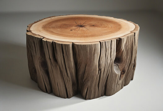 a tree stump coffee table isolated on a transparent background colorful background