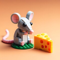 Cute tiny little mouse made of Lego.
