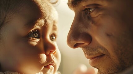 A close-up of a parent's face, filled with pride as they watch their child take their first steps.