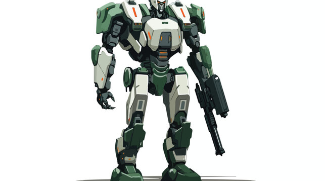 Sci-fi mech soldier standing on a white background.