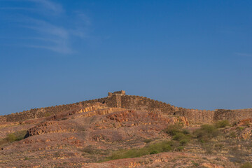 Fototapeta na wymiar The defensive wall at the Jaswant Thada mausoleum in Jodhpur, Rajasthan, India