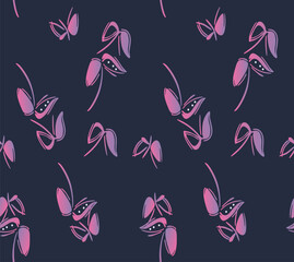 Japanese Flying Butterfly Vector Seamless Pattern