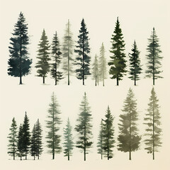 illustration of pine tree. vintage grunge logo.