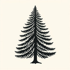 illustration of pine tree. vintage grunge logo.