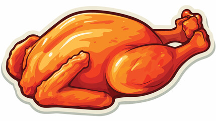 Sticker of a cartoon cooked chicken leg flat vector