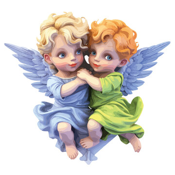 Cherubs With LGBT Flag clipart isolated on white background