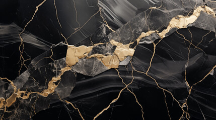 Luxurious black marble background with rich golden veins design