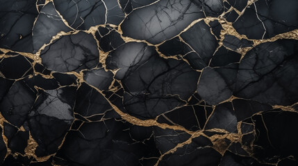 Sophisticated marble background with black stone and gold vein patterns - obrazy, fototapety, plakaty