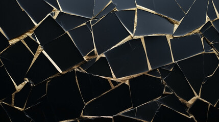 Luxe marble background showcasing deep black stone with intricate golden veins