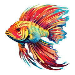 Colorful Exotic Fish clipart isolated on white background