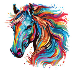 Fototapeta na wymiar Colorful Horse clipart isolated on white background -