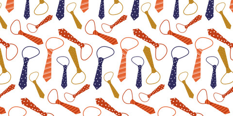 Seamless pattern with multicolor neckties drawings. This cute print pattern is for Father's Day. The pattern is great for pockets, dishes, clothes, stickers, and decoration notebooks or packaging. 