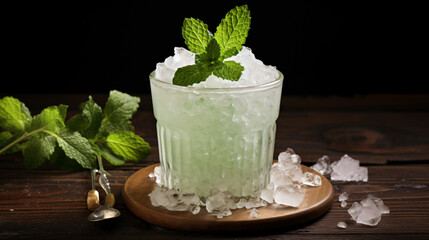 A refreshing mint julep with crushed ice. - obrazy, fototapety, plakaty