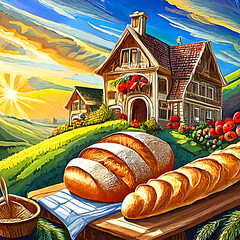 빵이 가득한 가장아름다운 집과 풍경