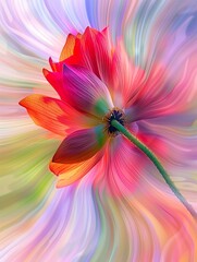 Abstract lotus flower in the style of colorful swirls, light background