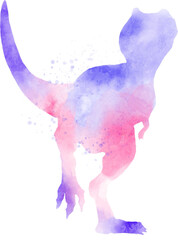 Tyrannosaurus rex dinosaur silhouette watercolor cartoon character
