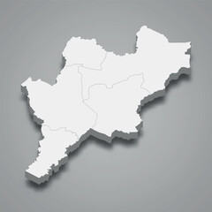 3d isometric map of Tonkpi is region of Ivory Coast