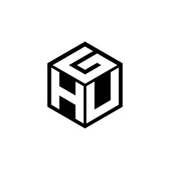 HUG letter logo design in illustration. Vector logo, calligraphy designs for logo, Poster, Invitation, etc.