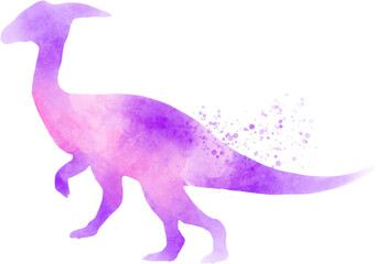 Parasaurolophus dinosaur silhouette watercolor cartoon character